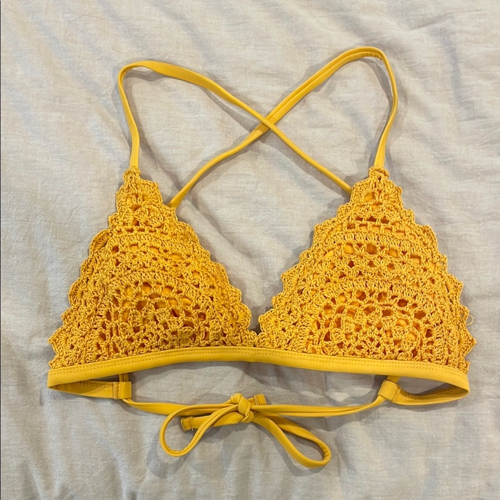 Yellow Macrame Bikini Top